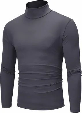 GOFULY Men's Under Shirts High Neck Slim Fit Solid Casual Fall Shirt Long Sleeve Winter Underwear Tops