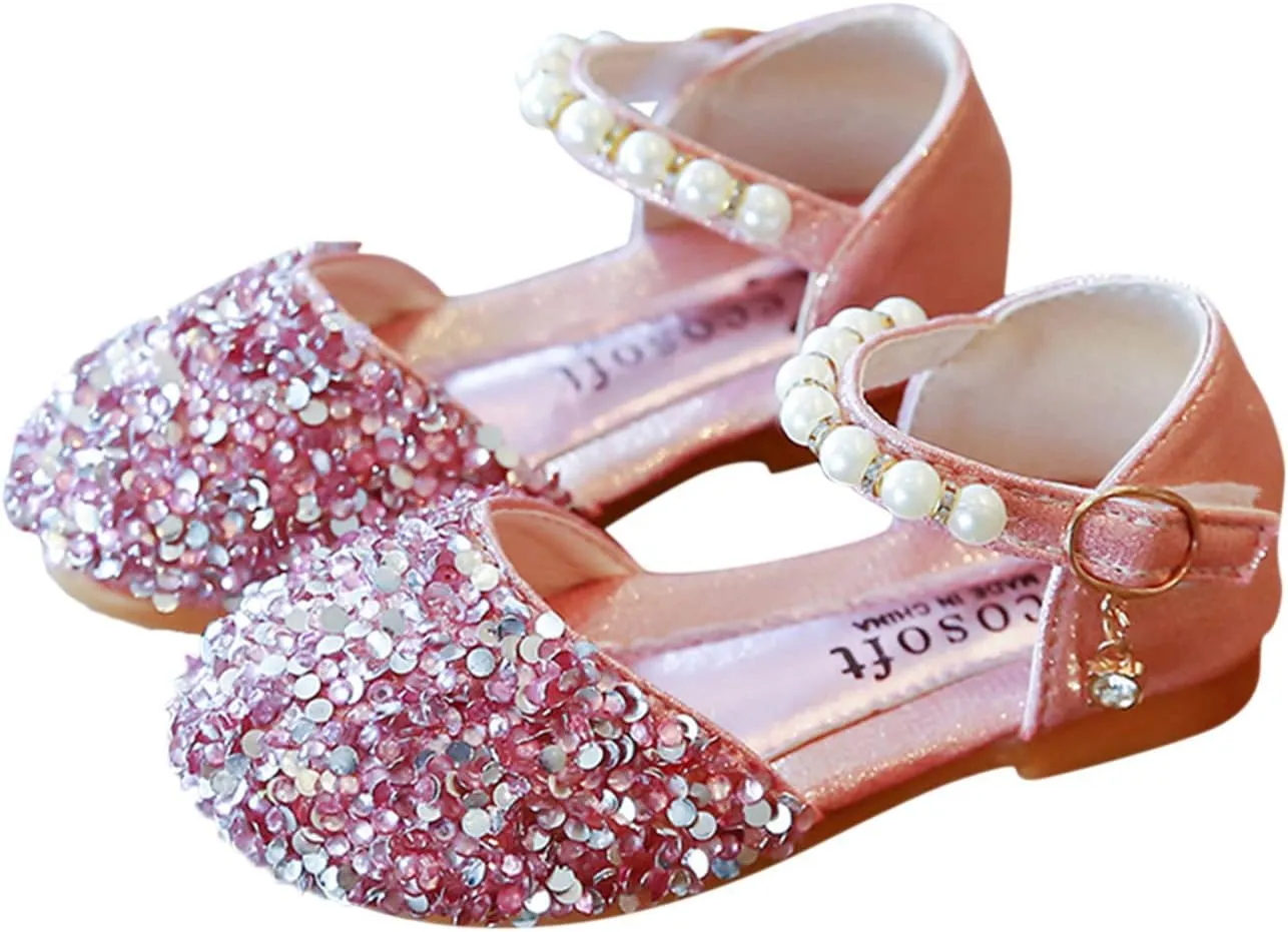Gray Shoes for Boys Bowknot Kids Shoes Single Baby Girls Bling Princess Sandals Crystal Pearl Creative Shoe