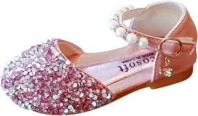 Gray Shoes for Boys Bowknot Kids Shoes Single Baby Girls Bling Princess Sandals Crystal Pearl Creative Shoe
