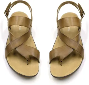 Harssidanzar Genuine Leather Sandals Mens for Outdoor Sandals Mens Adjustable Strap Sandals Leather Sandals Men GM202