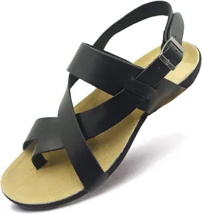 Harssidanzar Genuine Leather Sandals Mens for Outdoor Sandals Mens Adjustable Strap Sandals Leather Sandals Men GM202