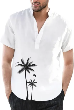 Hawaiian Shirt for Men Summer Button Short Sleeve Tropical Aloha Shirts Lightweight Drying Beach Wedding Henley Shirts