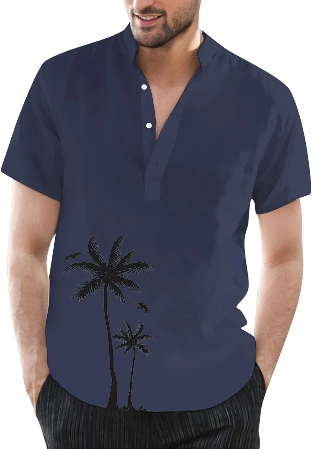 Hawaiian Shirt for Men Summer Button Short Sleeve Tropical Aloha Shirts Lightweight Drying Beach Wedding Henley Shirts