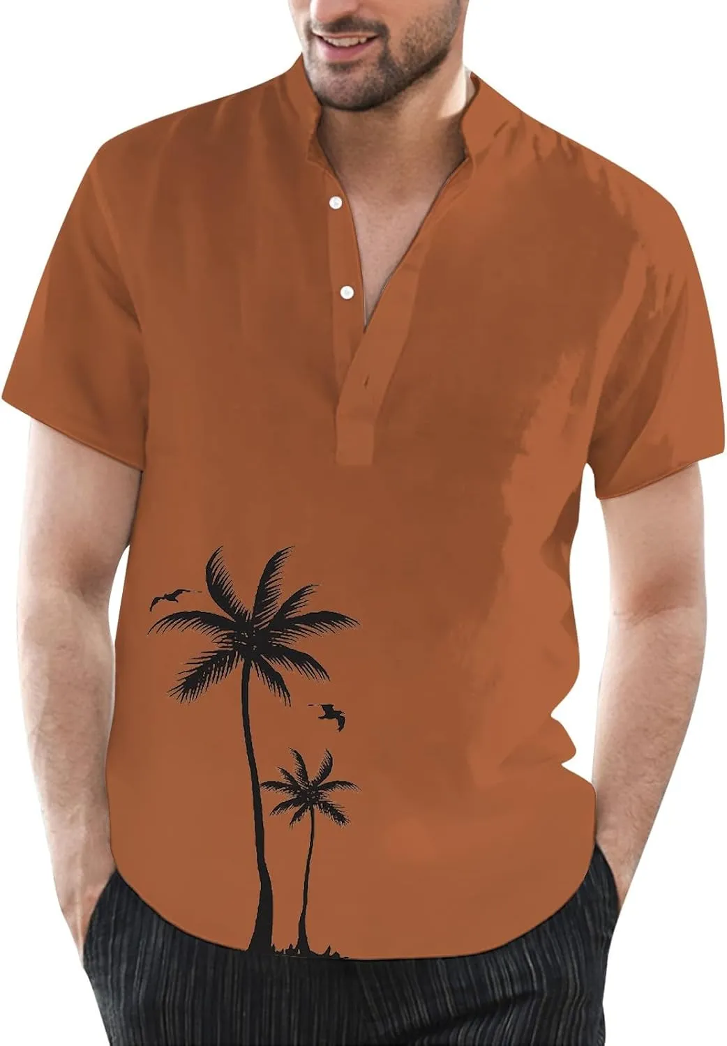 Hawaiian Shirt for Men Summer Button Short Sleeve Tropical Aloha Shirts Lightweight Drying Beach Wedding Henley Shirts