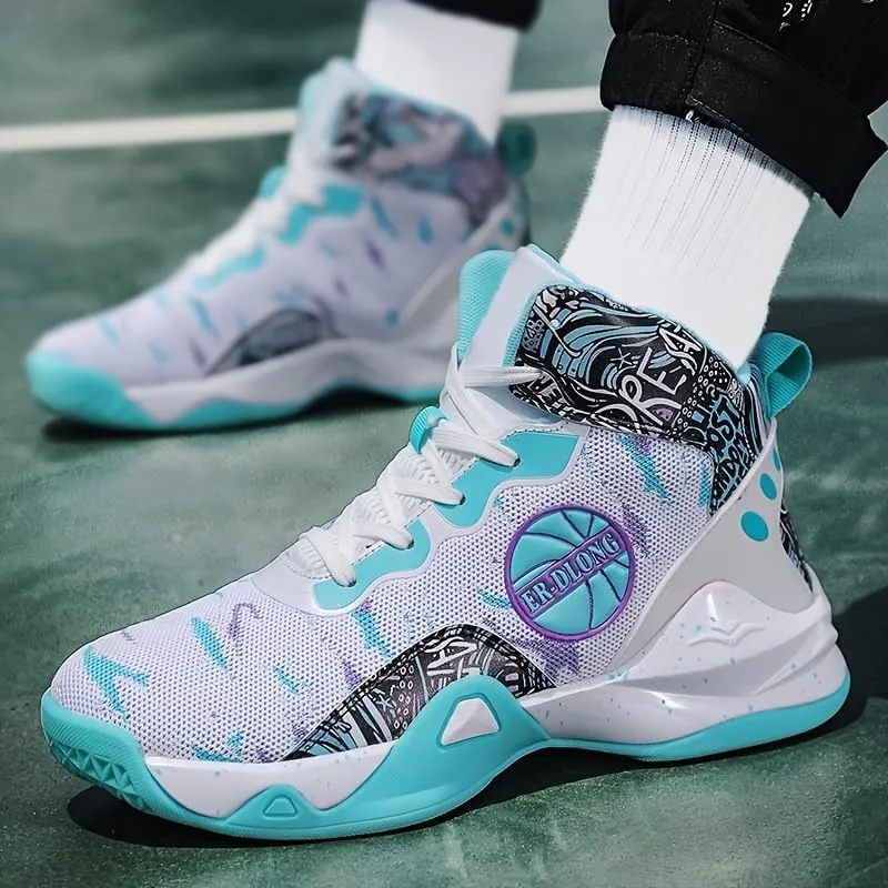 High Top Basketball Shoes for Men, Non-Slip Breathable Basketball Training Sneakers, Fashion Athletic Running Shoes