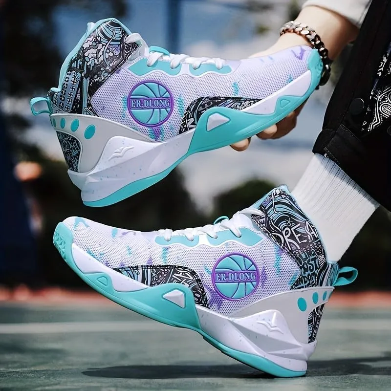 High Top Basketball Shoes for Men, Non-Slip Breathable Basketball Training Sneakers, Fashion Athletic Running Shoes