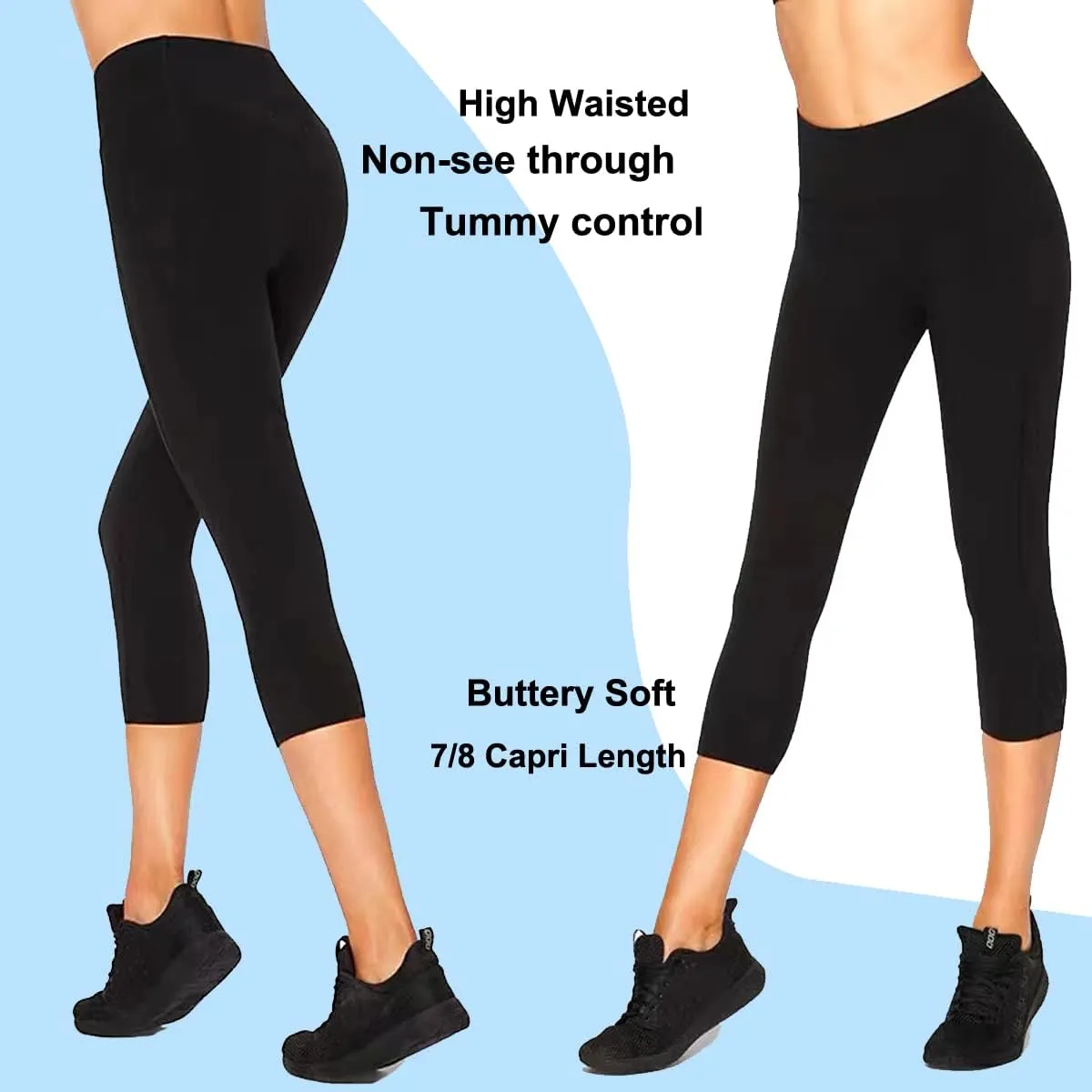 High Waisted Leggings for Women-Womens Black Seamless Workout Leggings Running Tummy Control Yoga Pants