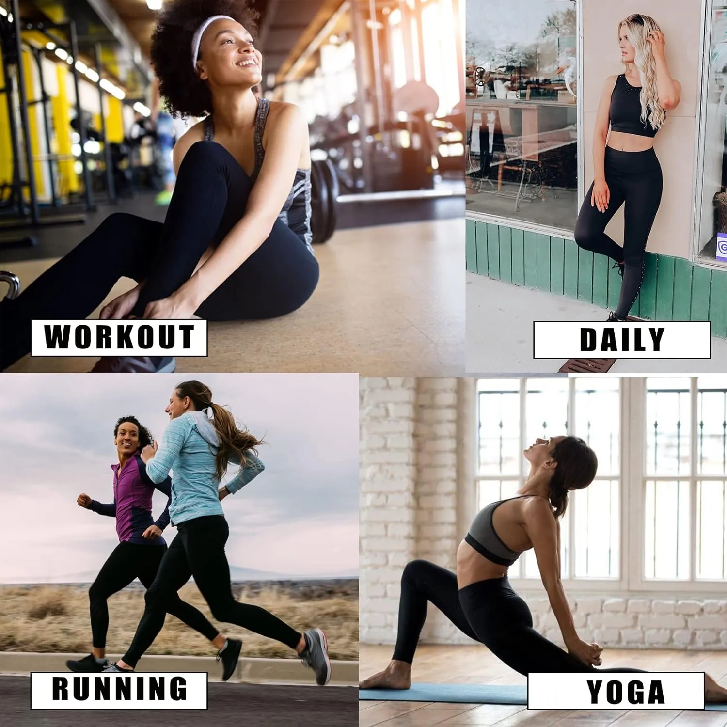 High Waisted Leggings for Women-Womens Black Seamless Workout Leggings Running Tummy Control Yoga Pants