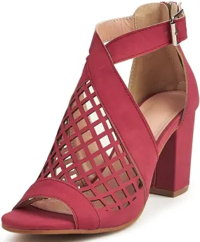 HINDOLA Chunky Heeled Sandals for Womens,Womens Cutout Open Toe Summer Block Heeled Party Wedge Party Dress Sandals