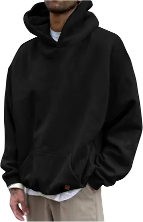 Hoodies for Men 2024 Mens Casual Hooded Oversized Loose Fit Hoodie Pullover Sweatshirts Long Sleeve Mens Shirts