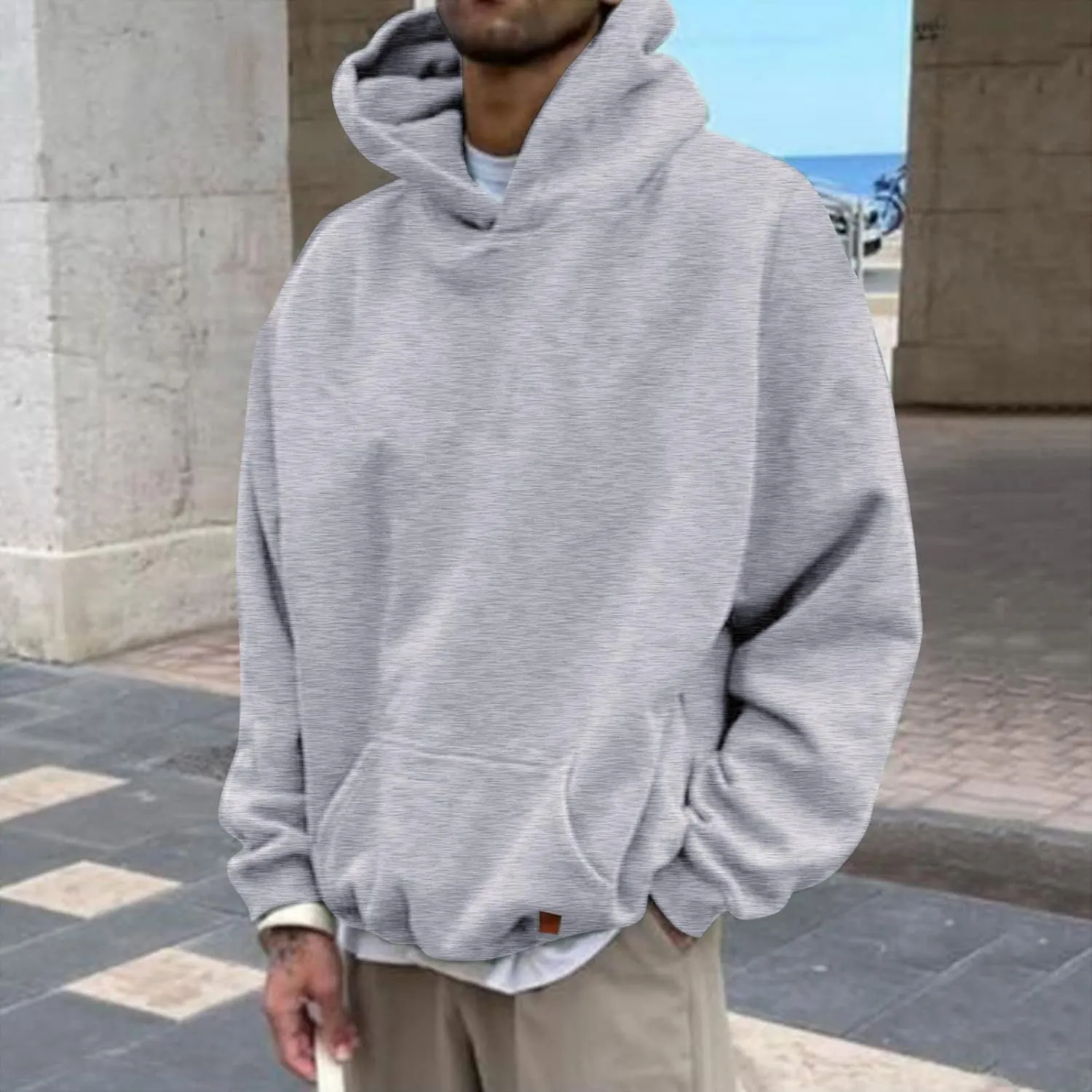 Hoodies for Men 2024 Mens Casual Hooded Oversized Loose Fit Hoodie Pullover Sweatshirts Long Sleeve Mens Shirts
