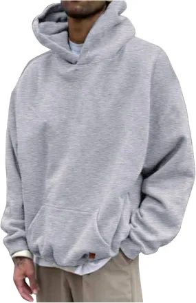 Hoodies for Men 2024 Mens Casual Hooded Oversized Loose Fit Hoodie Pullover Sweatshirts Long Sleeve Mens Shirts