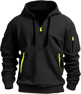 Hoodies Sweatshirts for Men Long Sleeve 1/4 Zip Fashion Pocket Drawstring Hoodies Casual Hoodie Sweatshirt