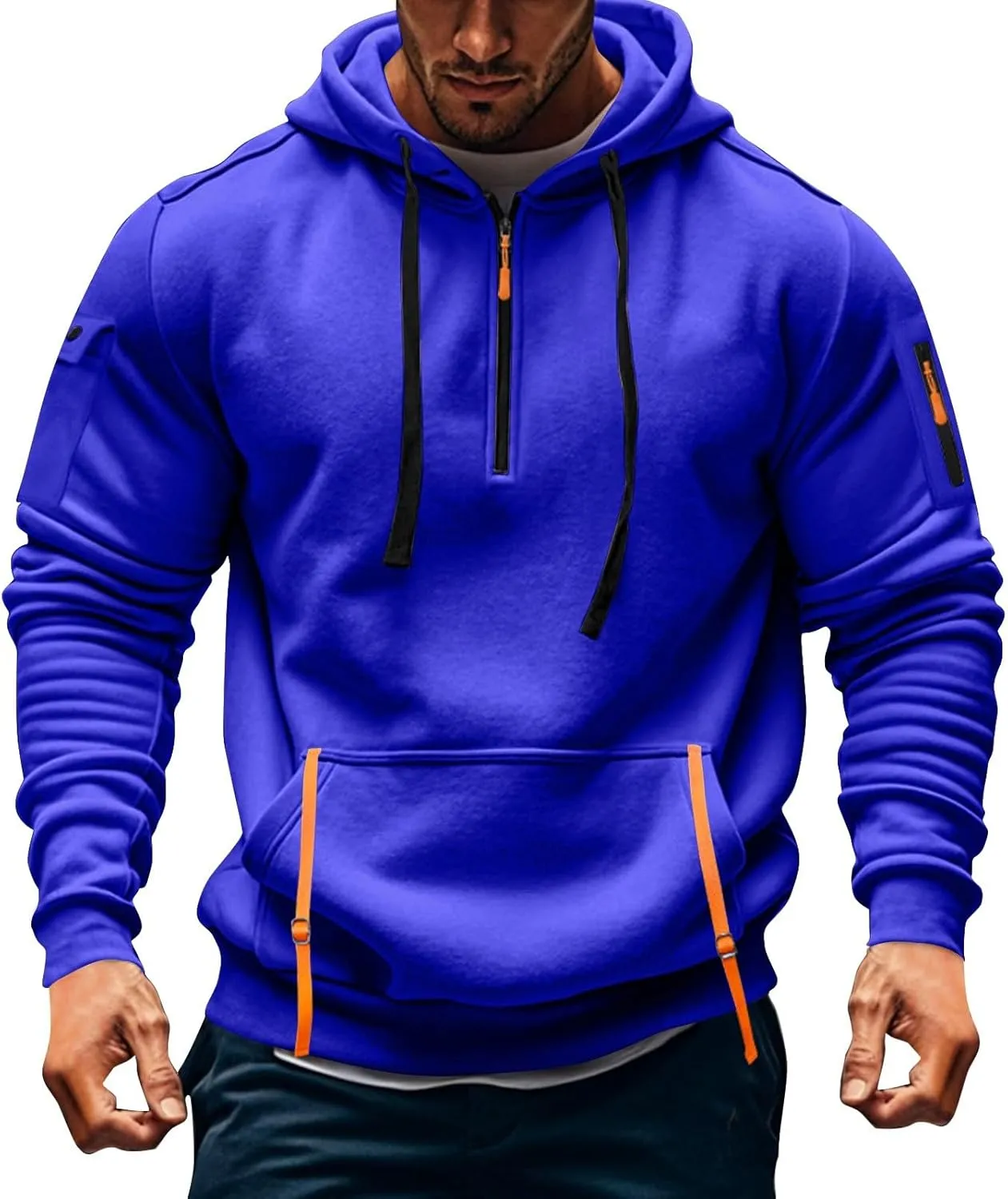 Hoodies Sweatshirts for Men Long Sleeve 1/4 Zip Fashion Pocket Drawstring Hoodies Casual Hoodie Sweatshirt