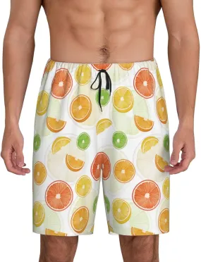 HooYiiok Mens Pajama Pants - Comfy Sleep Shorts Mens Pajama Shorts, Mens Lounge Shorts Pj Pants Colorful Lemons