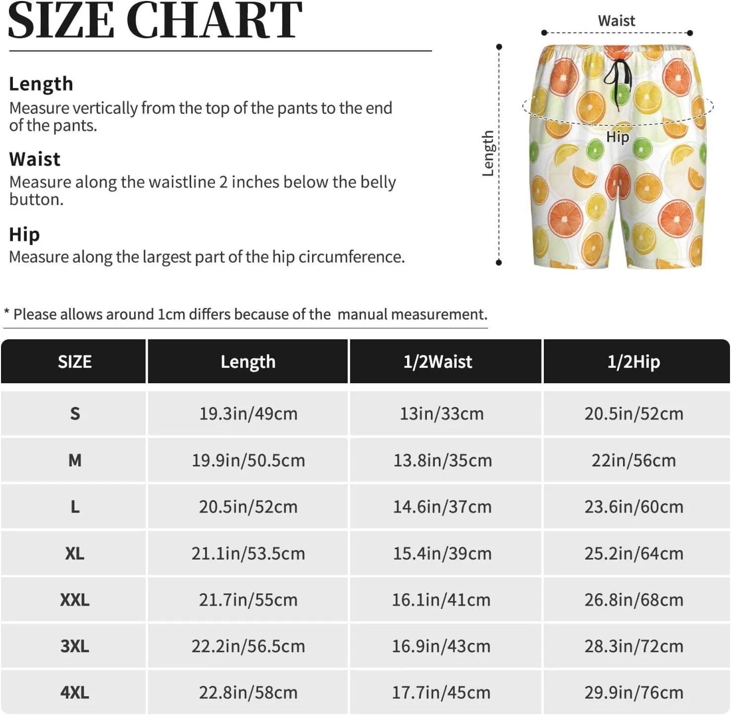HooYiiok Mens Pajama Pants - Comfy Sleep Shorts Mens Pajama Shorts, Mens Lounge Shorts Pj Pants Colorful Lemons