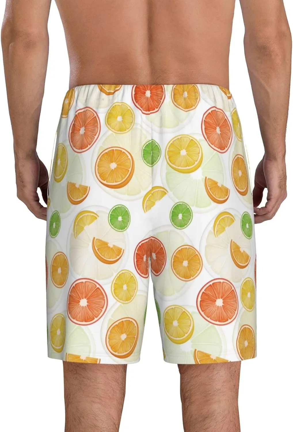 HooYiiok Mens Pajama Pants - Comfy Sleep Shorts Mens Pajama Shorts, Mens Lounge Shorts Pj Pants Colorful Lemons