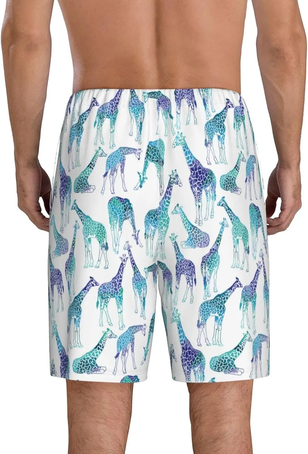 HooYiiok Mens Pajama Pants - Comfy Sleep Shorts Mens Pajama Shorts, Mens Lounge Shorts Pj Pants Cool Giraffe