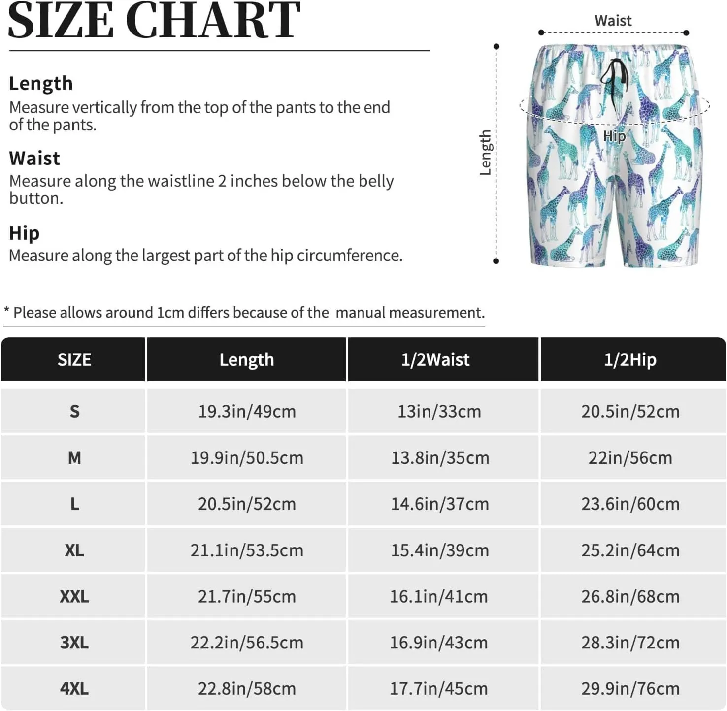 HooYiiok Mens Pajama Pants - Comfy Sleep Shorts Mens Pajama Shorts, Mens Lounge Shorts Pj Pants Cool Giraffe
