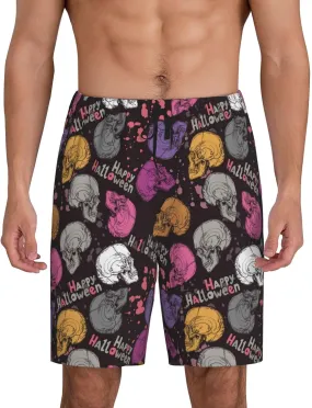 HooYiiok Mens Pajama Pants - Comfy Sleep Shorts Mens Pajama Shorts, Mens Lounge Shorts Pj Pants Halloween Skeleton