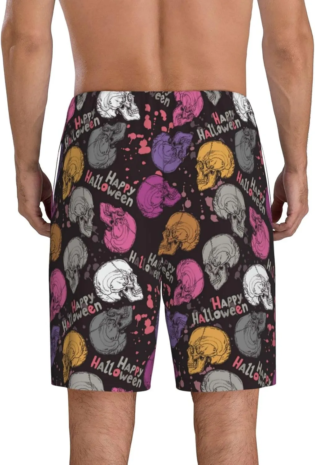 HooYiiok Mens Pajama Pants - Comfy Sleep Shorts Mens Pajama Shorts, Mens Lounge Shorts Pj Pants Halloween Skeleton