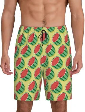 HooYiiok Mens Pajama Pants - Comfy Sleep Shorts Mens Pajama Shorts, Mens Lounge Shorts Pj Pants Summer Watermelon