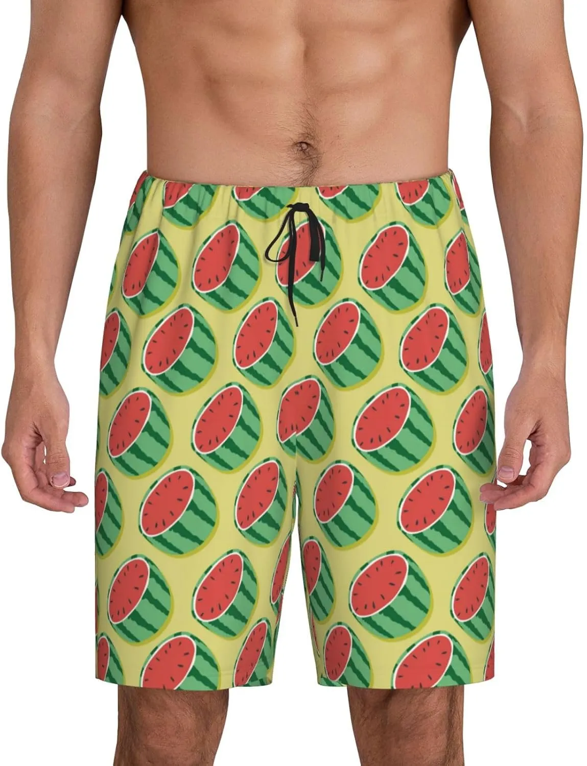 HooYiiok Mens Pajama Pants - Comfy Sleep Shorts Mens Pajama Shorts, Mens Lounge Shorts Pj Pants Summer Watermelon