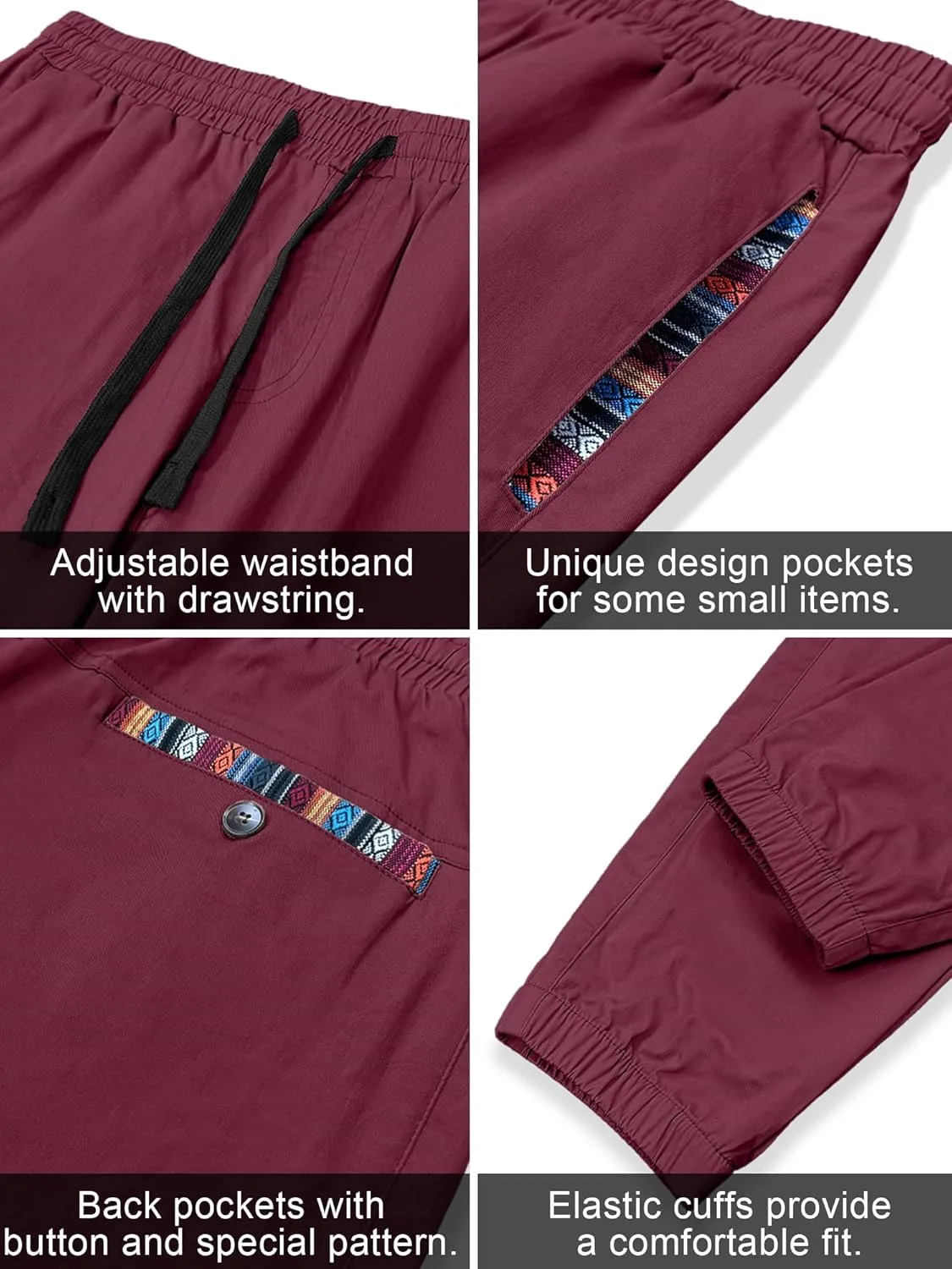 HOTake Mens Joggers Pants Elastic Waistband Khaki Pants Mens Drawstring Casual Pants with Signature Pockets