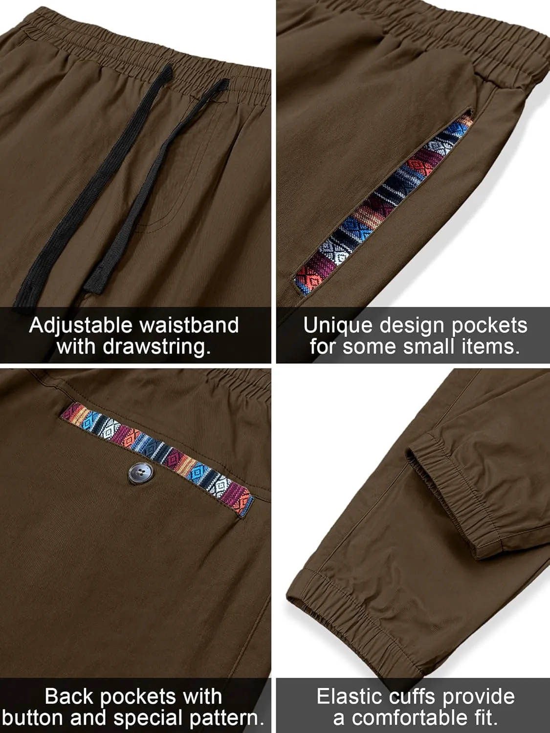 HOTake Mens Joggers Pants Elastic Waistband Khaki Pants Mens Drawstring Casual Pants with Signature Pockets