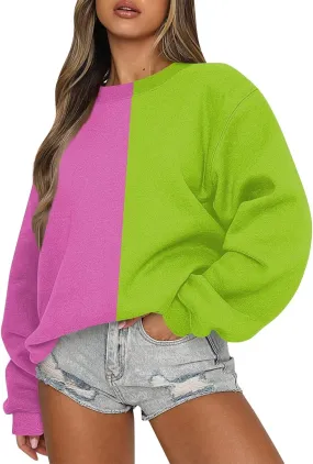 HTHLVMD Womens Sweatshirts Long Sleeve Crewneck Casual Striped Pullover Sweatshirts 2024 Outfits Fall Clothes for Women