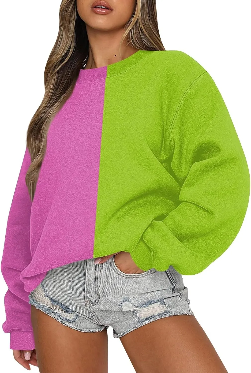 HTHLVMD Womens Sweatshirts Long Sleeve Crewneck Casual Striped Pullover Sweatshirts 2024 Outfits Fall Clothes for Women