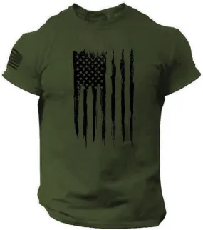 Independence Day Shirt Mens Round Neck Short Sleeve Workout USA Flag Shirts Mens USA Distressed Flag Tee Shirts