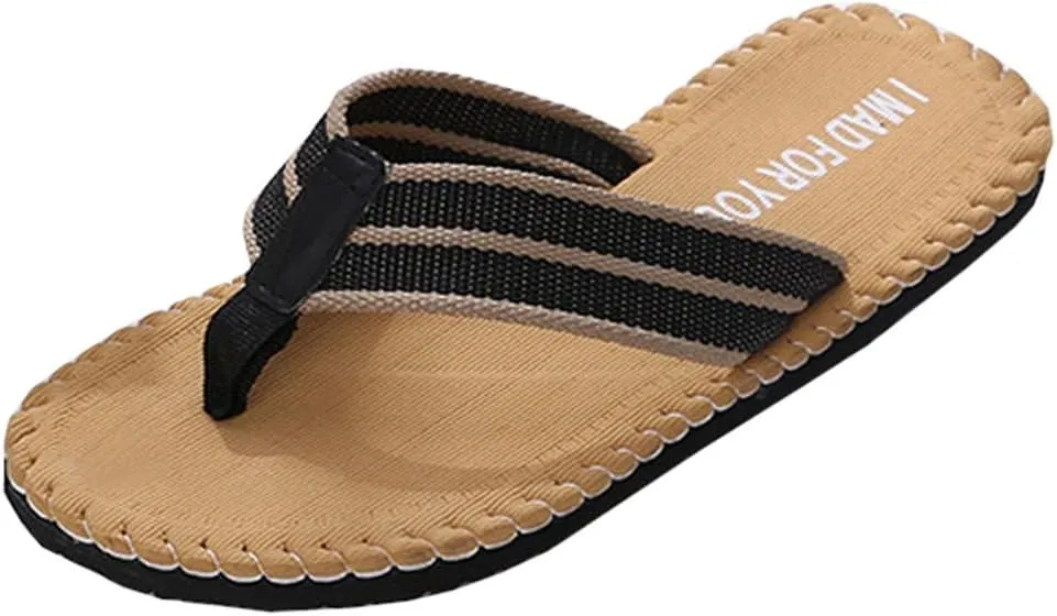 Indoor Shoes Men Male Flops Or Summer Flip Outdoor Sandals Slipper Men's slipper Flip Flops Beach Slippers (Yellow, One Size)