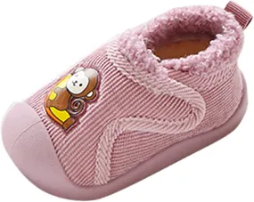 Infant Girls Boys artoon Cotton Cloth Plush Shoes Soft Flat Bottom Lightweight Slip On Warm Sport Shoes for Baby Shoes