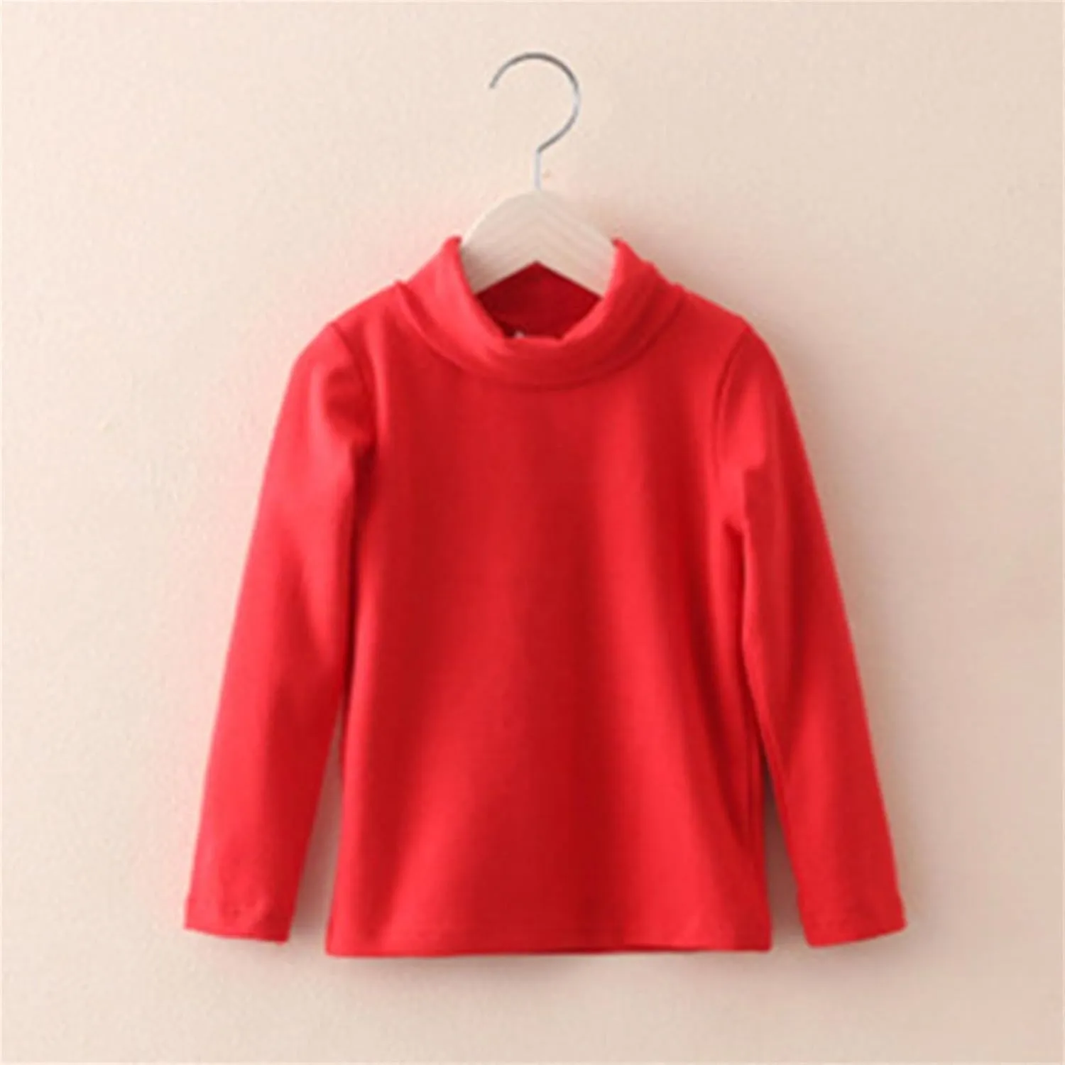 Infant Long Sleeve Turtleneck Tee Kids Shirts High Collar Tops Unisex Girls Boys Pullover Casual Shirts