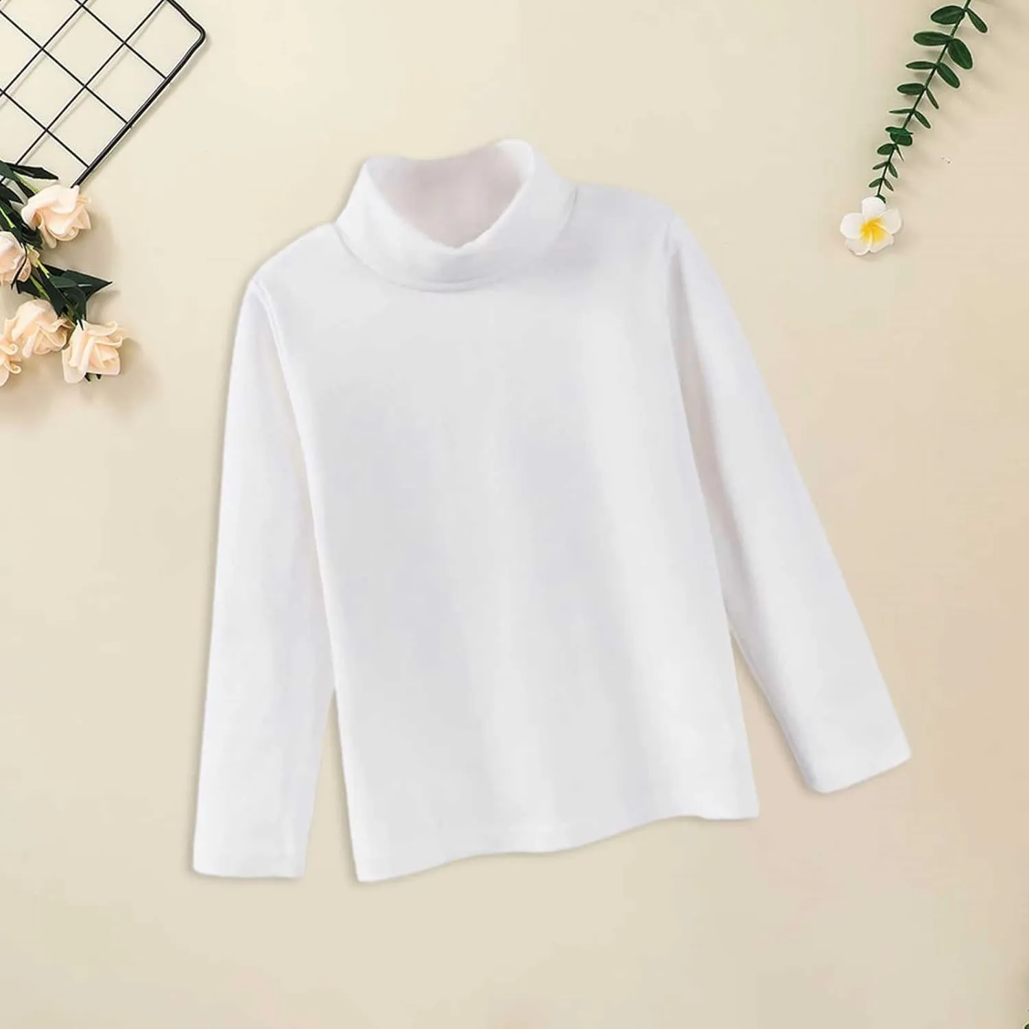 Infant Long Sleeve Turtleneck Tee Kids Shirts High Collar Tops Unisex Girls Boys Pullover Casual Shirts