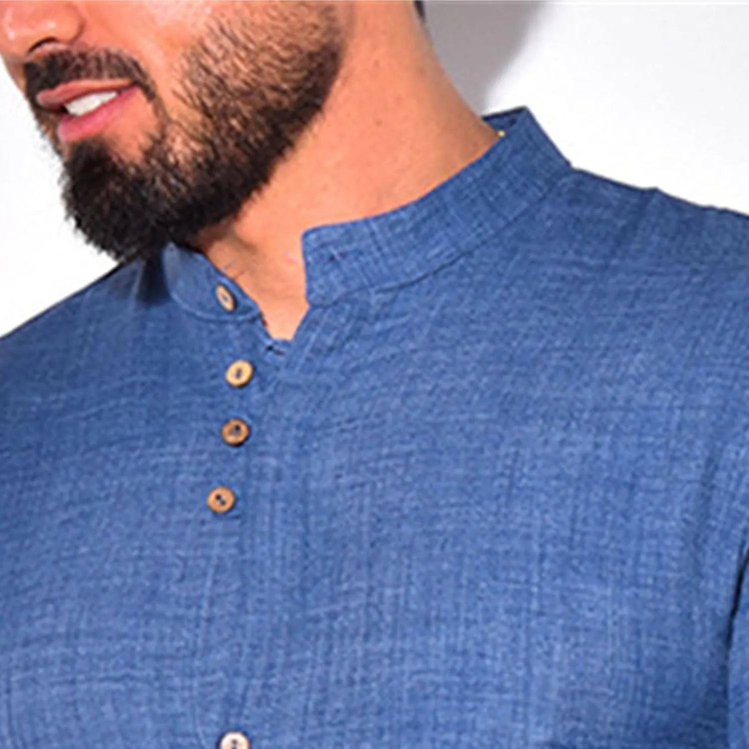 JEShifangjiusu Cotton Linen Shirts for Men Summer Hawaiian Button Down T Shirts Lightweight Long Sleeve Henley Beach Shirts