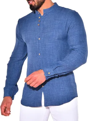 JEShifangjiusu Cotton Linen Shirts for Men Summer Hawaiian Button Down T Shirts Lightweight Long Sleeve Henley Beach Shirts