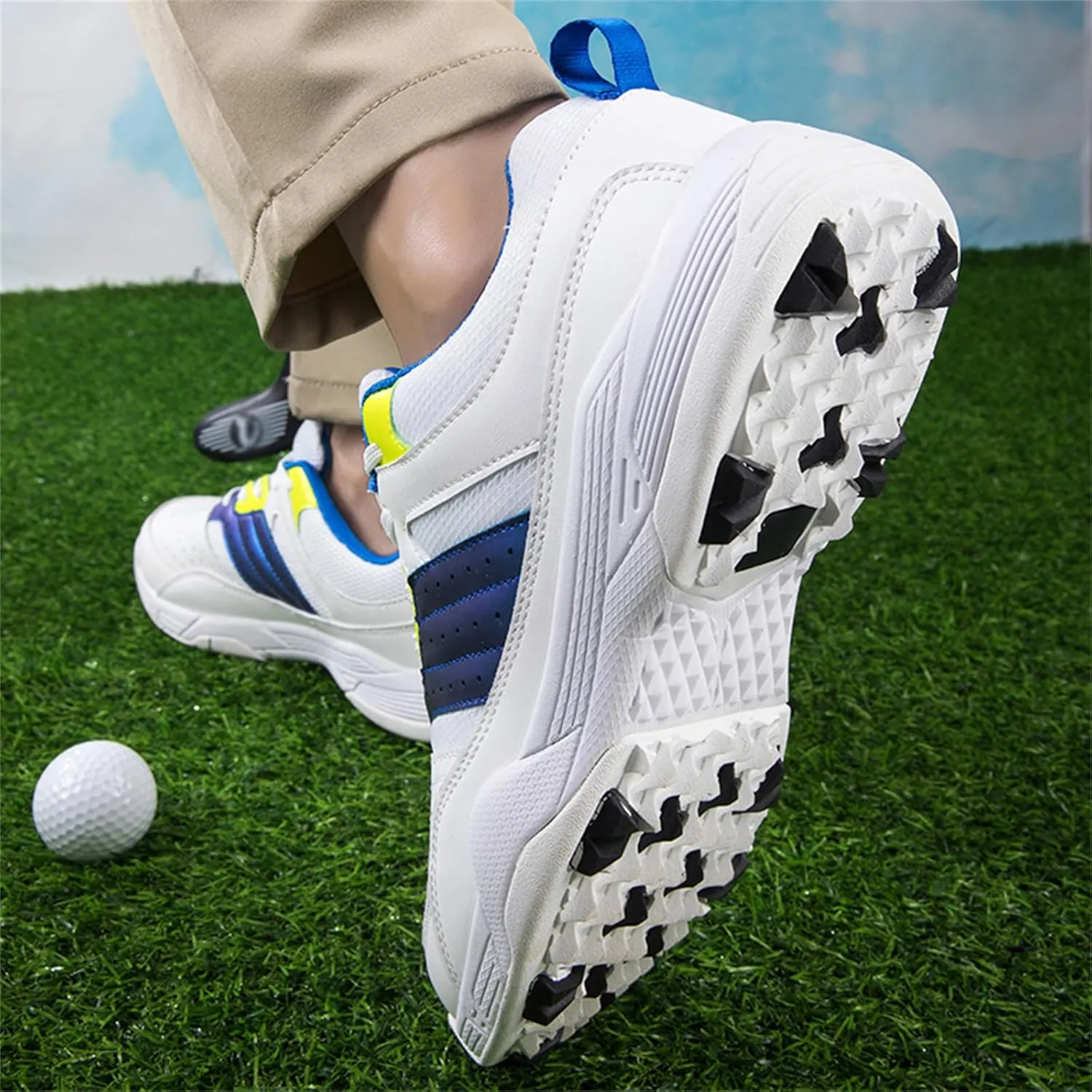 JiuQing Golf Shoes Men Spikeless Casual Leather Golfing Trainers Anti Slip Comfortable Walking Footwears
