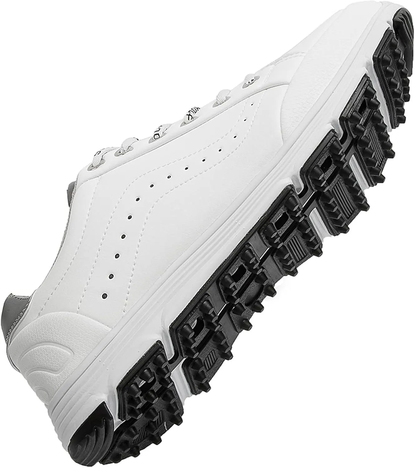 JiuQing Men's Golf Shoes Fashion Spikeless Leather Golfing Trainers Anti-Slip Outdoor Walking Footwears