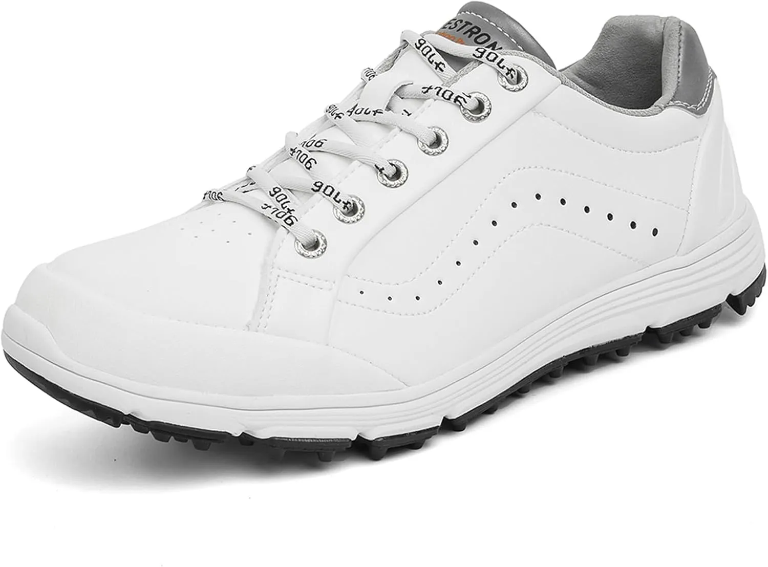 JiuQing Men's Golf Shoes Fashion Spikeless Leather Golfing Trainers Anti-Slip Outdoor Walking Footwears