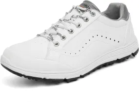 JiuQing Men's Golf Shoes Fashion Spikeless Leather Golfing Trainers Anti-Slip Outdoor Walking Footwears