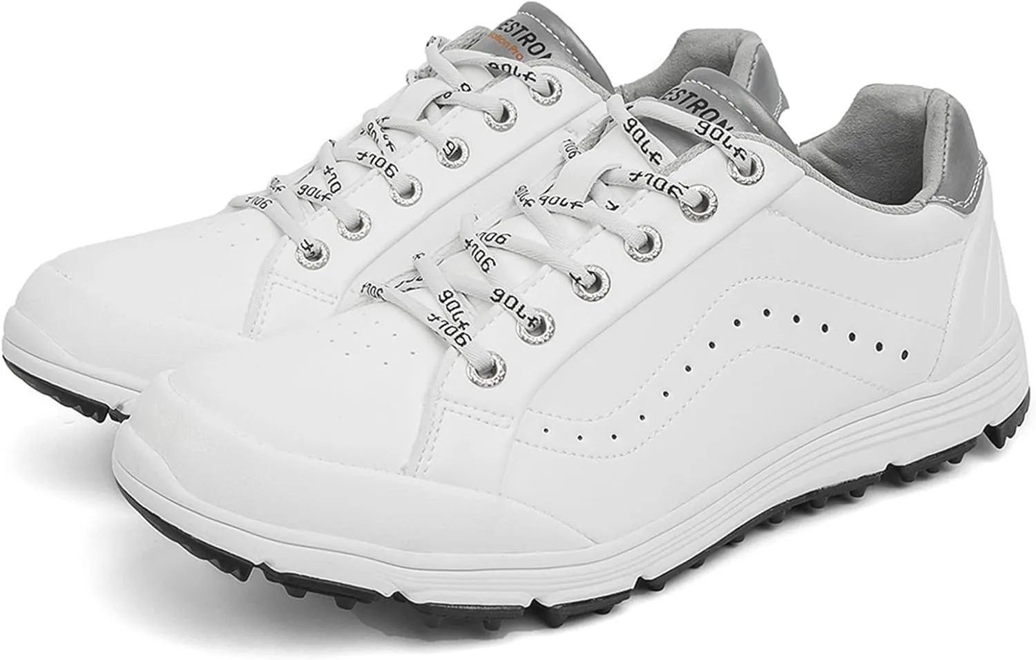 JiuQing Men's Golf Shoes Fashion Spikeless Leather Golfing Trainers Anti-Slip Outdoor Walking Footwears