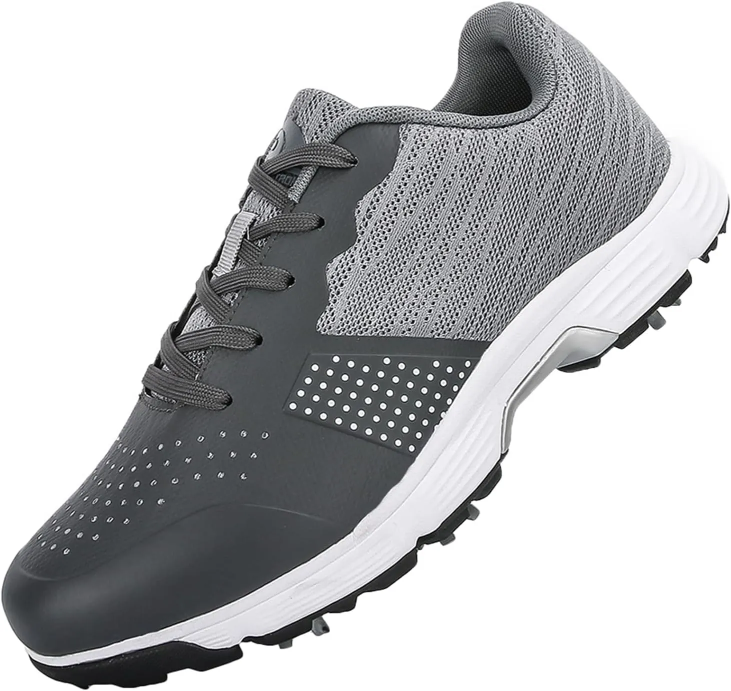 JiuQing Men's Spikes Golf Shoes Waterproof Professional Golf Trainers Breathable Outdoor Anti-Slip Walking Footwears