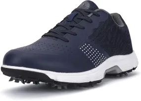 JiuQing Men's Spikes Golf Shoes Waterproof Professional Golf Trainers Breathable Outdoor Anti-Slip Walking Footwears