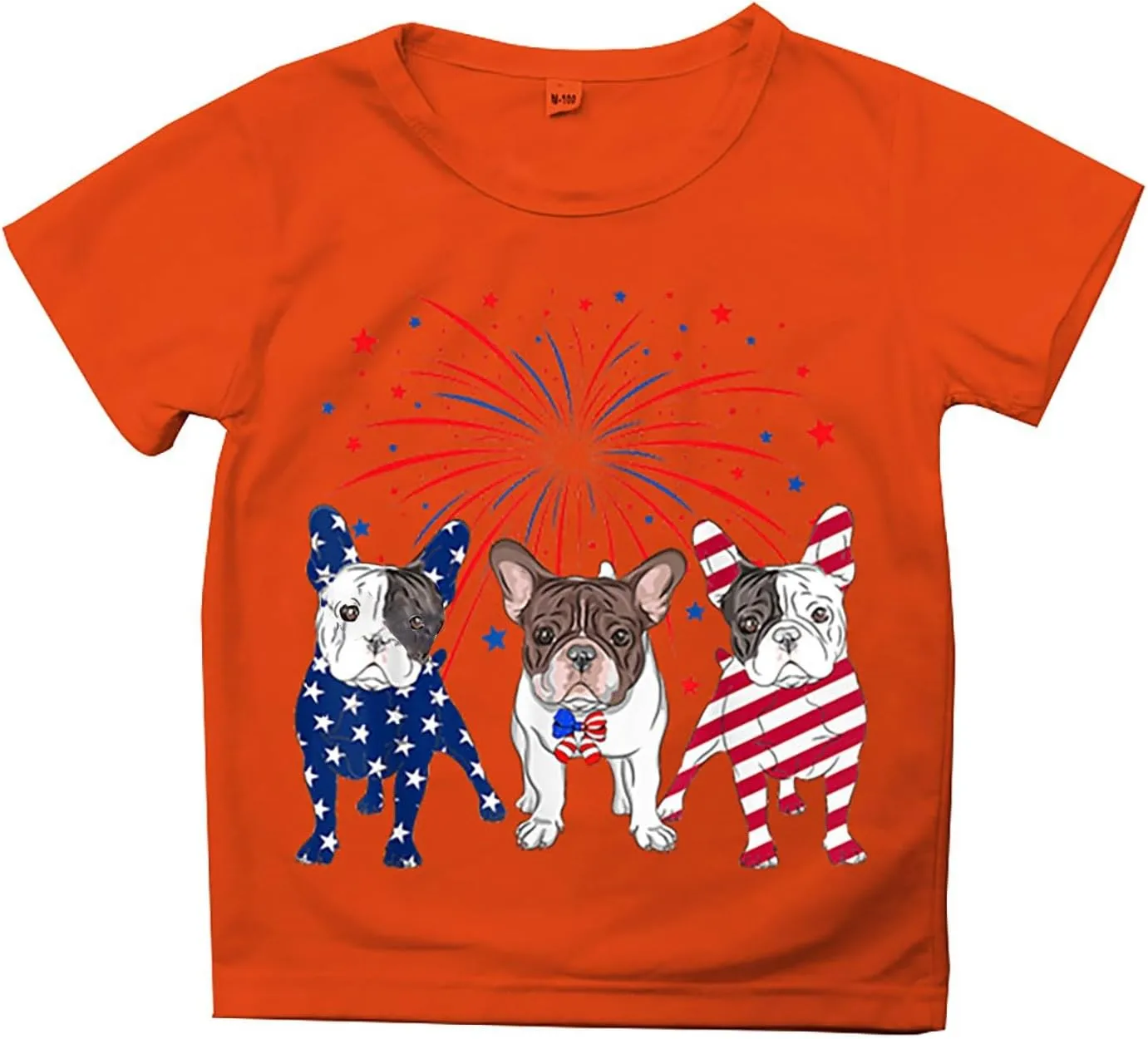 Kids 4th of July T-Shirts Funny Dog Patriotic Tees Oversized Tops for Girls Boys Short Sleeve T-Shirts Crewneck Tees