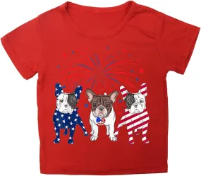Kids 4th of July T-Shirts Funny Dog Patriotic Tees Oversized Tops for Girls Boys Short Sleeve T-Shirts Crewneck Tees