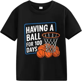 Kids Boys Girls Play Sport Shirts Summer Go to School T Shirts Toddler My Happy 100th Day of School Tee Top