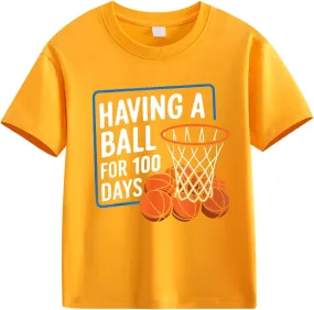 Kids Boys Girls Play Sport Shirts Summer Go to School T Shirts Toddler My Happy 100th Day of School Tee Top