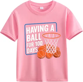 Kids Boys Girls Play Sport Shirts Summer Go to School T Shirts Toddler My Happy 100th Day of School Tee Top